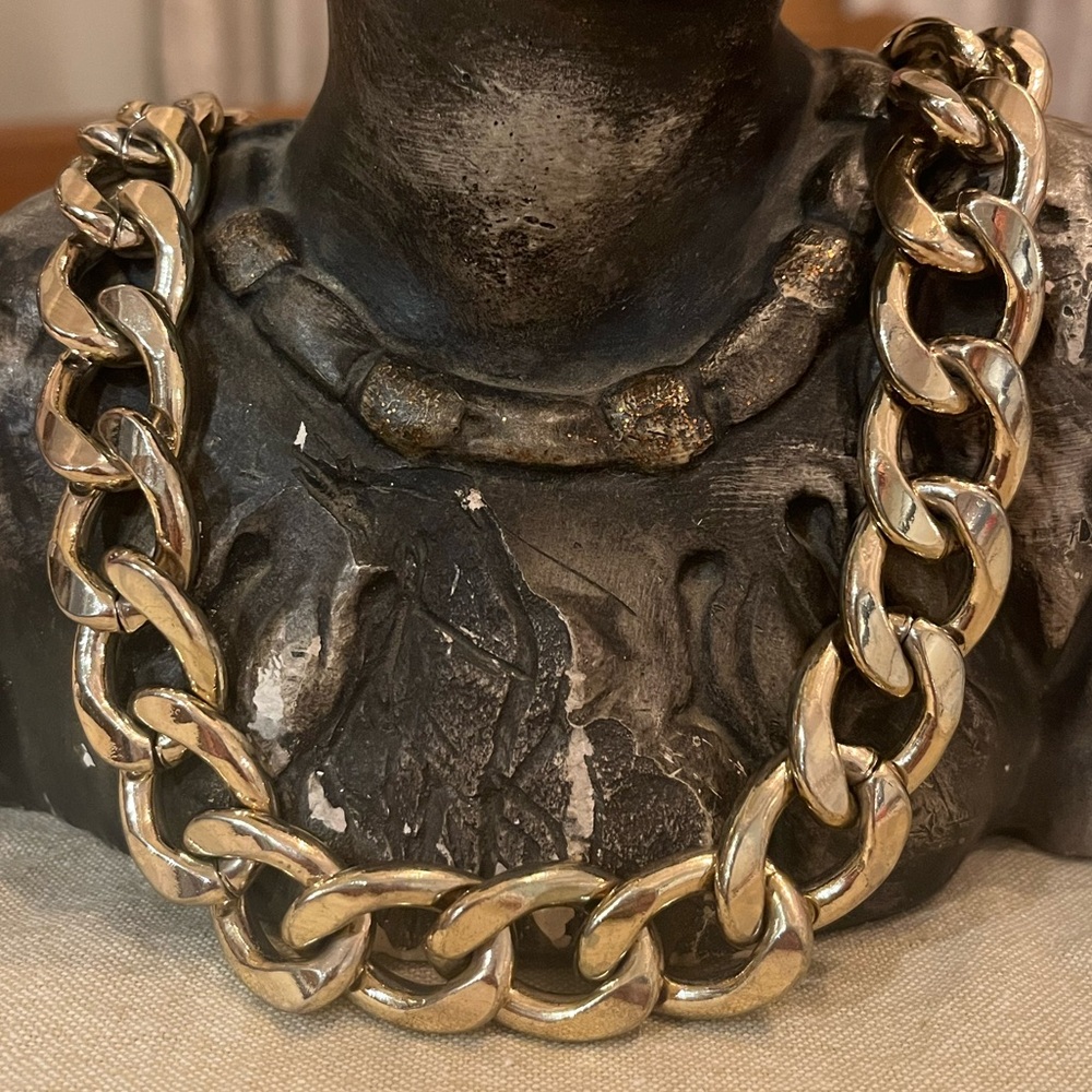 RJ Graziano Signed Chain Link Necklace 18 " - 21” Gold-Tone Chunky Cuban Style